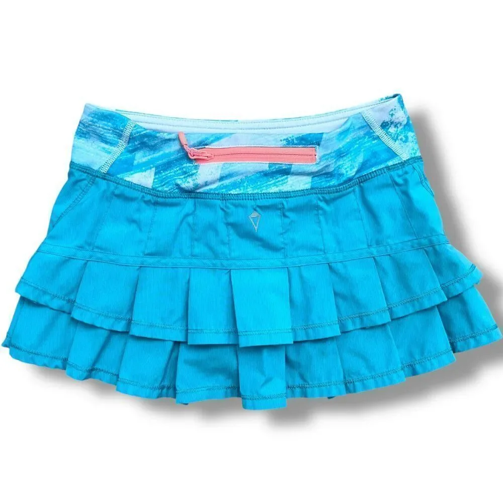Ivivva by Lululemon Teal Set The Pace Tiered Pleat Ruffle Skort Size 8